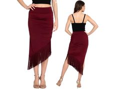 Argentine Tango show skirt, Bodycon midi fringe skirt, Paso Doble performance skirt, Classy fitted evening skirt, Ballroom dance skirt Midi Asymmetric Tango Skirt With Fringe Elevate your dance moves with this fringed skirt.  Pair it with our alluring Viscose Twist Knot V-neck Crop Top : https://www.etsy.com/listing/1475881652/tango-dance-crop-top-twisted-front-knot or with your favorite Condiva top : https://www.etsy.com/shop/conDiva?ref=seller-platform-mcnav&section_id=16757601&page=1#items De Party Season Fitted Midi Skirt, Fitted Midi Skirt For Party Season, Fitted Pencil Skirt For Party Season, Asymmetrical Fitted Pencil Skirt For Party, Asymmetrical Pencil Skirt For Party, Fitted Skirt For Dance And Party Season, Fitted Skirt For Dance During Party Season, Fitted Asymmetrical Skirt For Club, Fitted Skirt For Dance Party Season