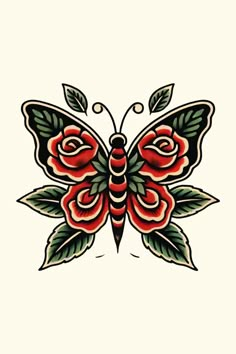 a butterfly with roses on it's wings