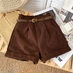 SPECIFICATIONSWaist Type: HIGHStyle: CasualSize: S,M,L,XLSeason: Autumn,WinterPattern Type: SolidPant Style: RegularOrigin: CN(Origin)Model Number: TH1321Material Composition: CorduroyMaterial: PolyesterMaterial: CottonItem Type: ShortsGender: WOMENFit Type: LOOSEDecoration: SashesDecoration: PocketsColor: As PictureClosure Type: Elastic WaistBrand Name: JulyPaletteStyle 2 Size InformationStyle 2 Goblincore Outfits, Corduroy Pants Outfit, Brown Two Piece, Grunge Shorts, Academia Aesthetic Outfit, Pinterest Wardrobe, Dark Academia Outfits, Pretty Clothing, Jacket Outfit Women