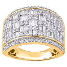 Truly exquisite, this diamond engagement band is sure to be admired for the inherent classic beauty and elegance within its design. The total weight of diamonds 1.50 carat, H-I color, I2 Clarity. This ring is beautifully crafted in 18K yellow gold and embedded with 136 round brilliant, single cut & baguette diamond set in prong setting. Baguette Diamond Wedding Band, Diamond Engagement Band, Diamond Eternity Wedding Band, Contemporary Engagement Rings, Wide Band Ring, Yellow Gold Wedding Band, Engagement Band, Eternity Wedding Band, Wide Band Rings