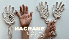 two hands are tied to ropes with the words macrame hand written above them