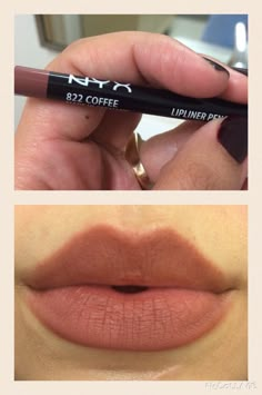 Coffee nyx pencil so in love, it's a bit darker in person but perfect brown matte color .. Reminds me of velvet teddy from Mac ! Nyx Lip Liner Coffee, Nyx Pencil, Lip Pencil Colors