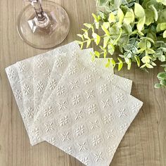 These elegant and delicate white cocktail napkins are a perfect addition to an extravagant wedding, wedding shower, baby shower, anniversary, baptism or any lavish event you are planning. They are so unique, you are sure to get compliments! Qty: Sets of 50 and up Color: White Size: 5x5 Please note:  The napkins originally come as 3-ply but after being embossed with the pressure that is applied, may not feel like it! But they are soooo beautiful! Please visit my Etsy shop to see more napkin desig Embossed Napkins Wedding, Bridal Shiwer Napkins, White And Gold Pocket Dinner Napkins, Monogramed Paper Cocktail Napkins, White Cocktails, Napkins Wedding, Baby Shower Napkins, White Cocktail, Extravagant Wedding