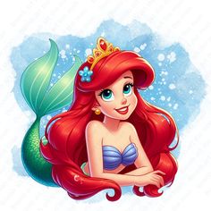 the little mermaid is sitting on top of her tail