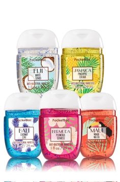 Destinations - 5-Pack PocketBac Sanitizers - Bath & Body Works - Island hop with fragrance inspired by our favorite destinations! Five of our vacation-ready pocketbacs condition hands with aloe & vitamin E while killing 99.9% of germs. Plus, they're easy to take on-the-go with a pocket-friendly design. Bath Photography, Hand Soaps, Bath And Body Work, Bath And Body Works Perfume, Hand Sanitizers, Best Bath