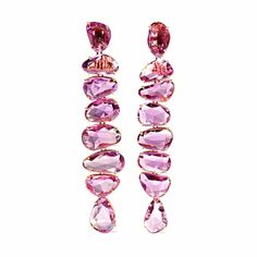 Jedora's Pink Sapphire Earrings are the perfect finishing touch to any outfit. | Gorgeous Earrings Elegant Rose Gold Pink Sapphire Earrings, Elegant Rose Gold Earrings With Pink Sapphire, Pink Briolette Fine Jewelry Earrings, Fine Jewelry Pink Briolette Earrings, Elegant Pink Gold Pink Sapphire Earrings, Rose Gold Pink Sapphire Earrings, Pink Sapphire Jewelry Set With Matching Earrings, Pink Sapphire Earrings, Pink Stones