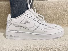 * Hand painted custom Air Force 1 07 Low * Not vinyl, stickers or patches * No returns, refunds or exchanges * Processing time is 2-3 weeks * I cannot expedite orders or make for a specific date * Delivery time depends on country * Cancellations up to 24 hours after purchase * Please try on shoes in a store to make sure you order the correct size * Please order correct size - if you order incorrect size this is your own responsibility * If you order a women's size it is possible you receive the men's option of the same size -the shoes will be the same only the number on the box will differ * Wipe clean only, no washing or picking * Shoes are 100% genuine and can be proven so * Shoes are bought from a genuine retailer, copy of original receipt of purchase can be provided upon request * If y Custom Nike Air Force 1, Custom Nike Air Force, Crystals White, Man Sneakers, Shoes Trendy, Nike Swoosh Logo, Custom Air Force 1, Custom Nike, Hand Painted Shoes