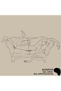 a drawing of a person laying on a couch