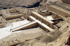 an aerial view of the temple of hatsheut in egypt