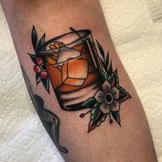 Icon Tattoo on Instagram: “@joakimtattooing Joakim Sparven Rosenberg #iconportland #portlandtattoos #portlandoregon #joakimsparven #portlandtattooartist #oldfashioned” Old Fashioned Tattoo, Land Tattoos, Old School Tattoo Sleeve, Icon Tattoo, Colored Tattoo Design, Fashion Tattoos, Old Fashioned Drink