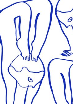 a drawing of two people sitting down and one is touching the other's butts