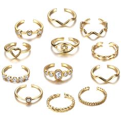 PRICES MAY VARY. ✔ADJUSTABLE KNUCKLE RINGS:One Order You Can Get 12Pcs Stylish and Elegant Knuckle Rings,3 Styles,2 Colors,Different Style Giving You Different Matching Options,Cute Shapes and Interesting Designs Bring More Excitement to Your Life! ✔HIGH QUALITY MATERIAL:Knuckle Rings are Made of Quality Copper,Eco-friendly Material,Healthy and Rust-resistant,Will not Get Skin Allergy,Nickel-free and Lead-free,The Surface of Fidget Ring are Carefully Polished,Don't Hurt Your Finger,Pretty Lightw 14k Gold Ear Cuff, Rings Pack, Fake Earrings, Open Rings, Gifts For Your Sister, Gold Ear Cuff, Wedding Gifts For Bridesmaids, Ear Cuff Earings, Gold Ring Sets