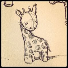 a drawing of a giraffe with its eyes closed