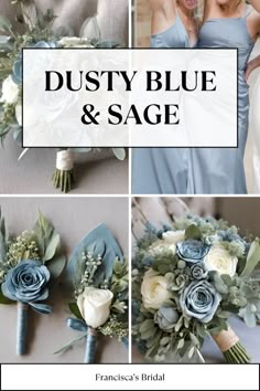 wedding bouquets with dusty blue and sage