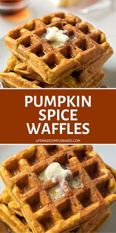 pumpkin spice waffles with butter on top