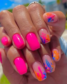 70 Summer 2022 Nail Trending to Try Now Cruise Nails, Simple Gel Nails, Summer Acrylic Nails, Neon Nails