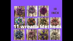 twelve different types of scrunffles with the words 11 wreath method