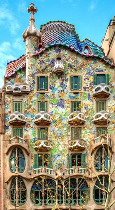 an ornate building with many windows and balconies