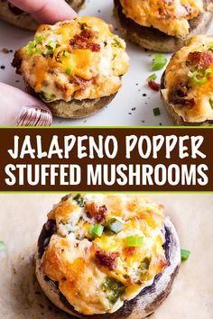 jalapeno popper stuffed mushrooms with cheese and other toppings