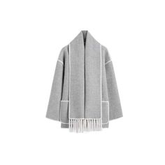 A.A.Y - Woolen Cardigan Coat Tassel Scarf Chic Fringe Cardigan, Gray Open Front Winter Outerwear, Fringe Shawl Cardigan For Fall, Winter Outerwear With Tassels And Long Sleeves, Winter Cape With Tassels, Winter Long Sleeve Outerwear With Tassels, Winter Fringe Cape Outerwear, Fringe Shawl Outerwear For Fall, Winter Fringe Outerwear