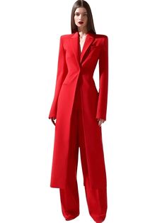 Elevate your style and make a statement of elegance with the Formal Women's Pant Suit Set. Designed for the modern and sophisticated woman, this stunning ensemble will command attention and exude confidence wherever you go. Crafted with exceptional craftsmanship and attention to detail, the tailored long blazer offers a sleek and professional silhouette, while the matching pants provide a comfortable and slimming fit. Made from premium quality fabric, this suit set is not only fashionable but also durable, ensuring long-lasting wear. Whether you're attending an important meeting, a formal event, or a job interview, this suit set is guaranteed to leave a lasting impression. Pair it with your favorite Drestiny heels and accessories to complete the look. Step into the boardroom with style and Women's Pantsuit, Red Pantsuit, Pant Suit Set, Exude Confidence, Pantsuits For Women, Pant Suit, Long Blazer, Woman Silhouette, Matching Pants