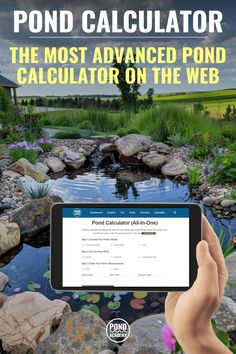 the pond calculator is being held up to show it's water quality
