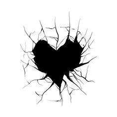 Chip On My Shoulder Tattoo, Breaking Heart Tattoo, Spiked Heart Tattoo, Cracked Heart Tattoo, Dark Tattoo Stencil, Black Out Tattoo Designs, Cover Tatoos Ideas, Black Heart Drawing, Simple Back Tattoos For Guys