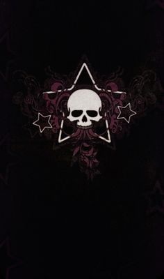 a skull and star on a black background with white stars in the middle, as well as an inverted triangle