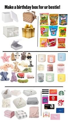 the contents of a birthday box are shown