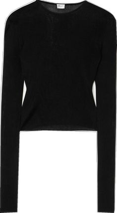 Sleek Fitted V-neck Top, Fitted Sleek V-neck Top, Fitted V-neck Sleek Top, Elegant Second-skin Tops For Night Out, Fine Knit Fitted Top For Night Out, Fitted Fine Knit Top For Night Out, Fitted V-neck Mesh Top For Fall, Black Fine Knit V-neck Top, Sleek Tops For Layering