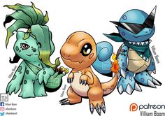 Kanto Starters, Pokemon Dnd, Digimon Fusion, Cartoon City, Digimon Wallpaper, Digimon Art, Dnd Stories, Digimon Pokemon, Creature Ideas