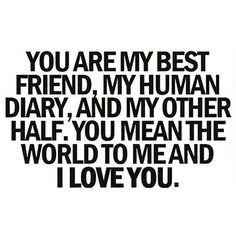 the words you are my best friend, my human diary and my other half you mean the world to me and i love you