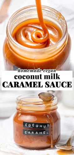 homemade coconut milk caramel sauce in a jar