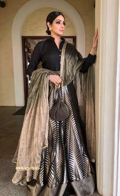 Sridevi in Black. Party Wear Outfits, Indian Bridal Lehenga, Red Lehenga, Kurti Designs Party Wear, Indian Wedding Outfits, Lehenga Designs, Indian Designer Outfits, Indian Attire, Luxury Bridal