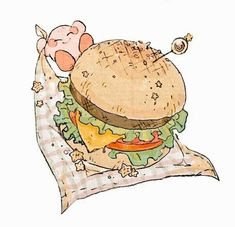 a drawing of a hamburger on a pillow