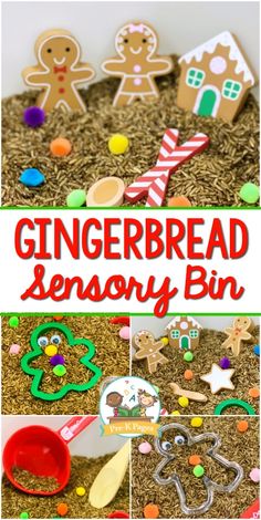 the gingerbread sensory bin is an easy way to learn how to make gingerbreads