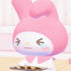 an animal crossing game character holding a tray with cookies in it's hands and looking at the camera