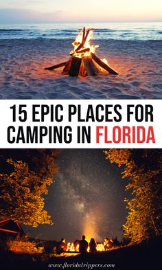 camping in florida with text overlay that reads, 15 epic places for camping in florida