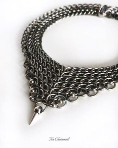 Spike Choker, Chainmail Necklace, Special Necklace, Shades Of Gold, Chain Mail, Choker Necklaces, Handmade Design, Metal Jewelry, Gift Bag