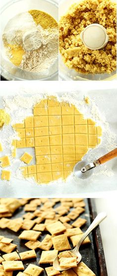 the process for making homemade crackers is shown