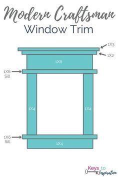 the modern craftsman's window trim is shown with measurements and measurements for each piece