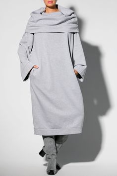 Women Gray Dress, Loose Dress, Winter Dress Grey Sweater Turtleneck Dress by Cherry Blossom Dress, oversized dress - Jumper Dress from Fall Winter Collection ! Our trade mark for winter dresses - oversized jumper dress and so called '' Daddy's Sweater ''. Cut from thick and fluffy cotton, this grey dress is different, extraordinary and comfy! The fabric is very pleasant to wear, keep your body warm and it is easy to care . Two side pockets and a lovely turtleneck for comfy fit . Plus sizes avail Oversized Gray Dress For Spring, Oversized Gray Dresses For Spring, Oversized Long Dresses For Daywear, Oversized Knee-length Dress For Daywear, Oversized Tunic Midi Dress, Oversized Knee-length Day Dress, Gray Shift Dresses, Long Shift Dress For Daywear, Oversized Gray Fall Dress