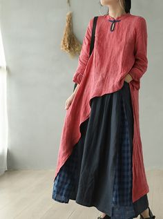 Lagenlook Clothing, Linen Dress Women, Funky Outfits, Eclectic Fashion, Fashion Mode, Womens Tunics, Linen Clothes, Japanese Fashion, Women Dress