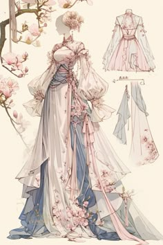 an illustration of a dress with flowers on it