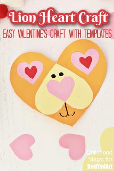 an easy valentine's craft with templates to make lion heart crafts for kids