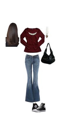 elena gilbert outfit inspo Flared Jeans Outfit Summer, 2000s Outfits Ideas, Collage Outfits, Elena Gilbert, Dope Outfits