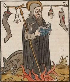 an image of a man holding a book in his hand and standing next to a dragon