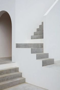 the stairs are made out of concrete