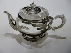 a drawing of a teapot on a white background