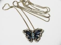 "The necklace is made with solid sterling silver featuring a gorgeous butterfly with a genuine mix of two shades of Blue Topaz stone, the butterfly size is 20 x 15mm with a 19\" inches chain, weight is 6.8 grams, the necklace is very well made is in excellent condition." Sterling Silver Butterfly Necklace For Formal Occasions, Formal Sterling Silver Butterfly Necklace, Elegant Blue Sterling Silver Butterfly Necklace, Dream Accessories, Love Butterfly, Butterfly Fashion, Beauty Nails Design, Blue Topaz Stone, Dope Jewelry